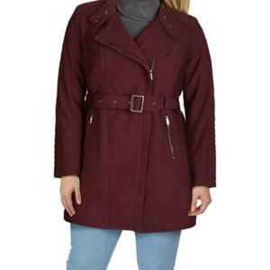 Kenneth Cole Burgandy Women Moto Jacket